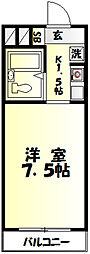 東京メトロ東西線 落合駅 徒歩3分の賃貸マンション 4階1Kの間取り
