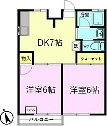 ドエルホーキD 2DKの間取図画像