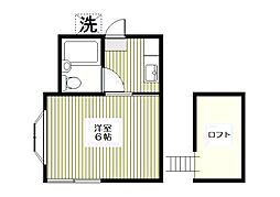 ウエストハイツ 1Kの間取図画像