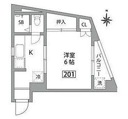 哲学堂ヴィラ 1Kの間取図画像
