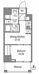 エスグランデ錦糸町ザ・クラス 1DKの間取図画像