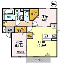 エスポワール 2LDKの間取図画像