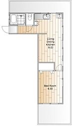 東急東横線 祐天寺駅 徒歩13分の賃貸マンション 3階1LDKの間取り