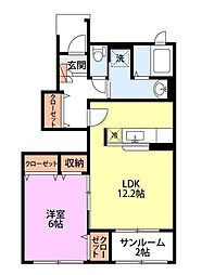 オリオンサンライズ 1LDKの間取図画像