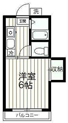 フォーブルハヤシ1 2階1Kの間取り