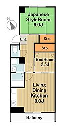 東橋本マンション 3階2DKの間取り