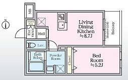 アイルグランデ赤羽 3階1LDKの間取り