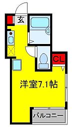 レスペデザ高砂 ワンルームの間取図画像