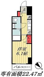 レフィールオーブ南行徳駅前 1Kの間取図画像