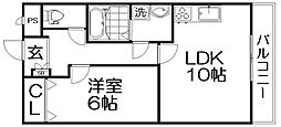グランコスモ交野 1LDKの間取図画像