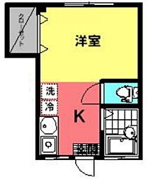 しんまちマンション 3階ワンルームの間取り