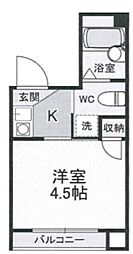 アルファ三ノ輪 1Kの間取図画像