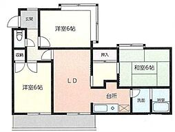 東林間コーポフロンティア 3LDKの間取図画像