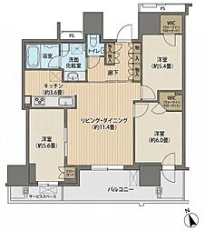 プラウドタワー小岩フロント 31階 3LDKの間取図画像