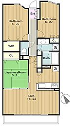 プレシス多摩永山レヴィエ 4階3LDKの間取り