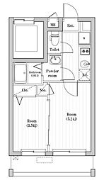 アーバンパーク六町 2Kの間取図画像