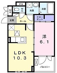 コモディモンテ2 1LDKの間取図画像