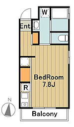 リシェス橋本C ワンルームの間取図画像