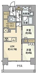 インプレストコア神楽坂 1階2LDKの間取り