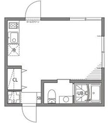 グランエッグス四谷S 3階ワンルームの間取り