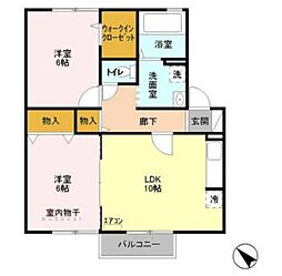 K・ファミリア 2階2LDKの間取り