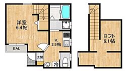 Liberta前上町 1階1Kの間取り