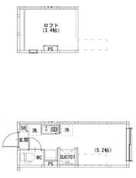 Comfort 天照 1階ワンルームの間取り