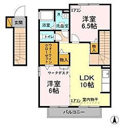 グリーンヴィラハーケン 2LDKの間取図画像