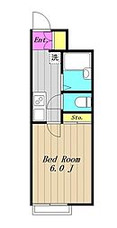 レオネクストブランドールK 1Kの間取図画像