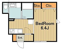 ローズビブレ小山 1階1Kの間取り
