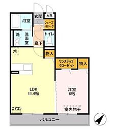 Ｄ-ｒｏｏｍ西本郷 3階1LDKの間取り