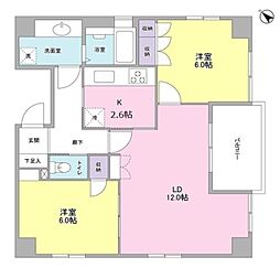 グランリヴィエール 2LDKの間取図画像