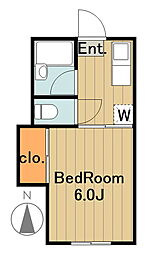 京王相模原線 京王堀之内駅 徒歩28分の賃貸アパート 1階1Kの間取り