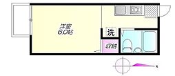 カサベルデ ワンルームの間取図画像