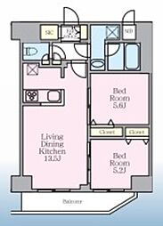 S-RESIDENCE板橋大山clair 2LDKの間取図画像