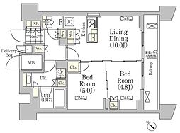 メゾンカルム日本橋馬喰町 2LDKの間取図画像
