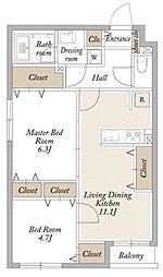 KDXレジデンス池袋要町 2LDKの間取図画像