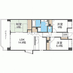 ロイヤルガーデン博多 2LDKの間取図画像