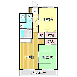 マリーハウス3 2DKの間取図画像