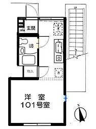 ボナール 1階1Kの間取り