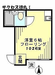 サクセス徳丸1 1階ワンルームの間取り