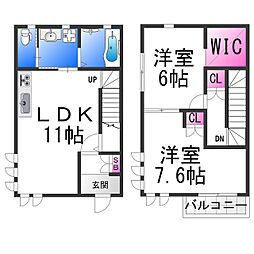 三国ヶ丘ResidenceE 2LDKの間取図画像