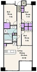 ザ・パークハウス市谷加賀町レジデンス 7階3LDKの間取り