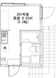 ノベレア 2階ワンルームの間取り