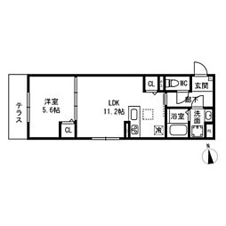 Fleur II 2階1LDKの間取り