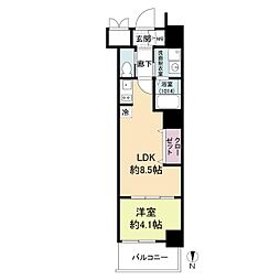 JR大阪環状線 桜ノ宮駅 徒歩9分の賃貸マンション 4階1LDKの間取り