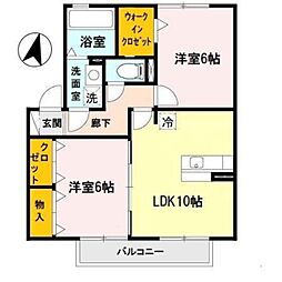 JR紀勢本線 紀三井寺駅 徒歩25分の賃貸アパート 2階2LDKの間取り