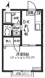 東急多摩川線 武蔵新田駅 徒歩4分の賃貸アパート 1階1DKの間取り