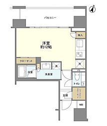 クレヴィア新宿若松町 ワンルームの間取図画像