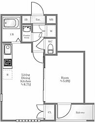 パレ・ホームズ新橋 3階1LDKの間取り